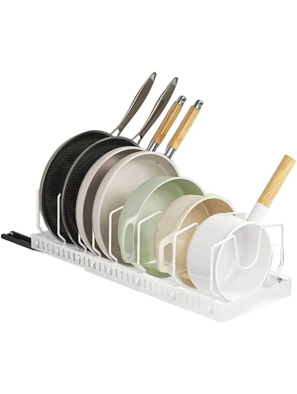 Under Cabinet Pull-Out Pan and Lid Organizer Rack with Ball Bearing Slide Rails